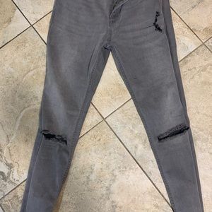 High rise distressed jeans